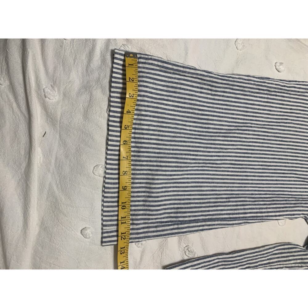 Boden Linen Blue Striped WIde Leg Zip Capri Pants 12 Petite Beachy Casual Resort - Picture 6 of 10